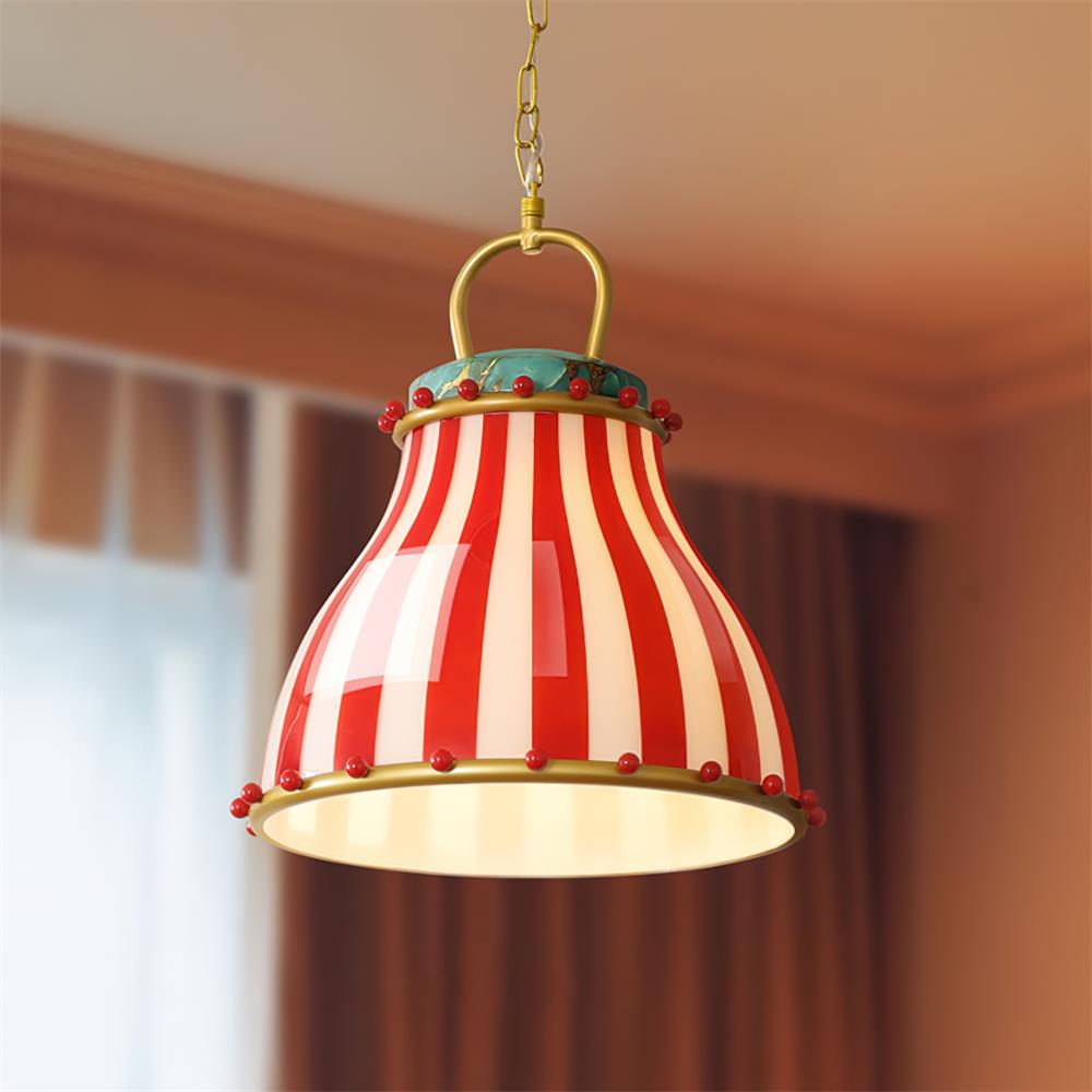 Lumen Circus | Glass Pendant Light with Vintage Striped Design | Elegant Kitchen Pendant Lighting for Cozy Spaces 6