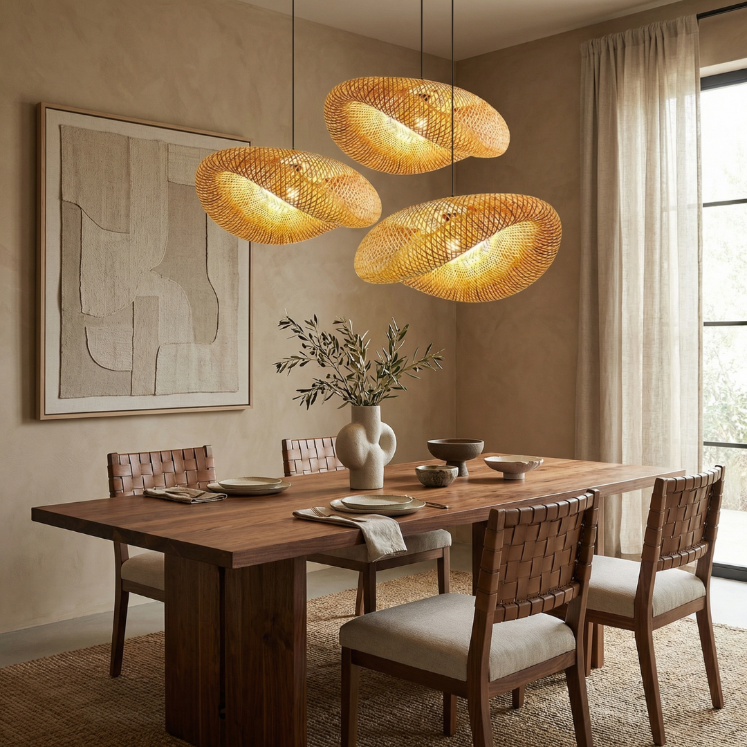 Lumen Collection | Bamboo Pendant Light with Handwoven Design | Warm Glow for Kitchen Pendant Lighting 4