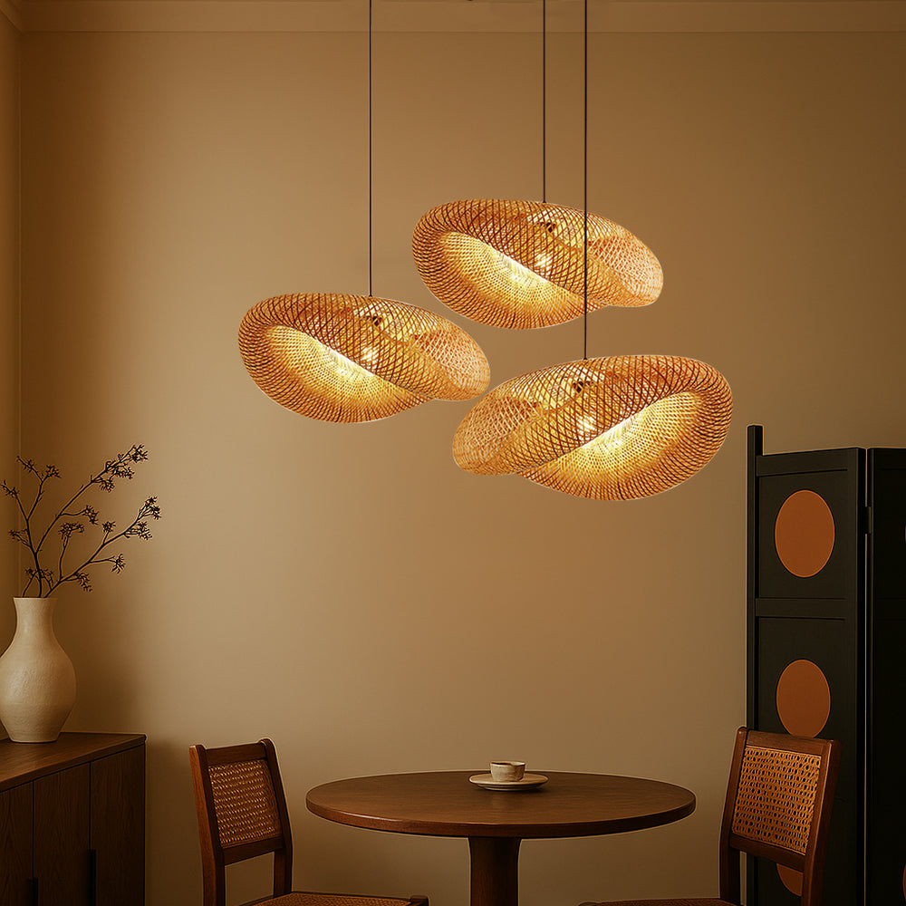 Lumen Collection | Bamboo Pendant Light with Handwoven Design | Warm Glow for Kitchen Pendant Lighting 6