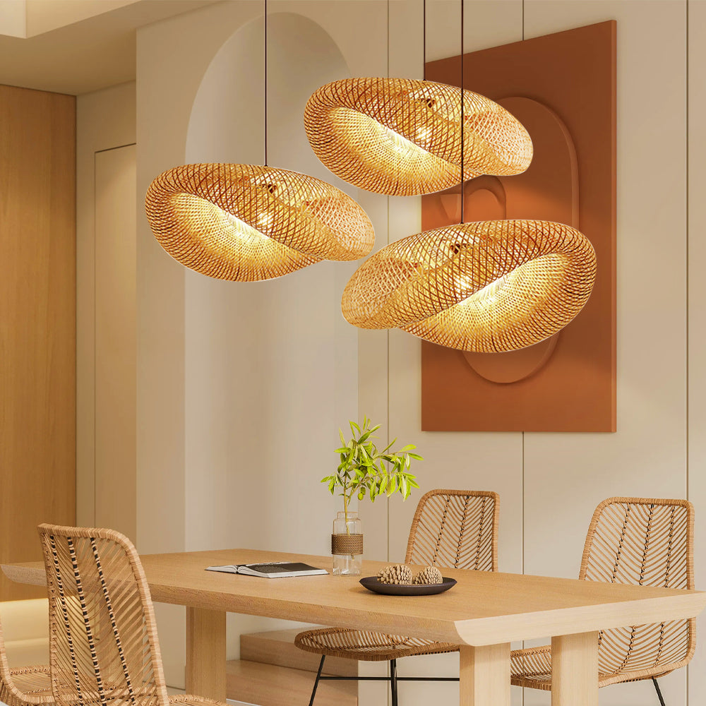 Lumen Collection | Bamboo Pendant Light with Handwoven Design | Warm Glow for Kitchen Pendant Lighting 7