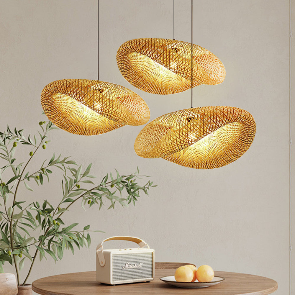 Lumen Collection | Bamboo Pendant Light with Handwoven Design | Warm Glow for Kitchen Pendant Lighting 8