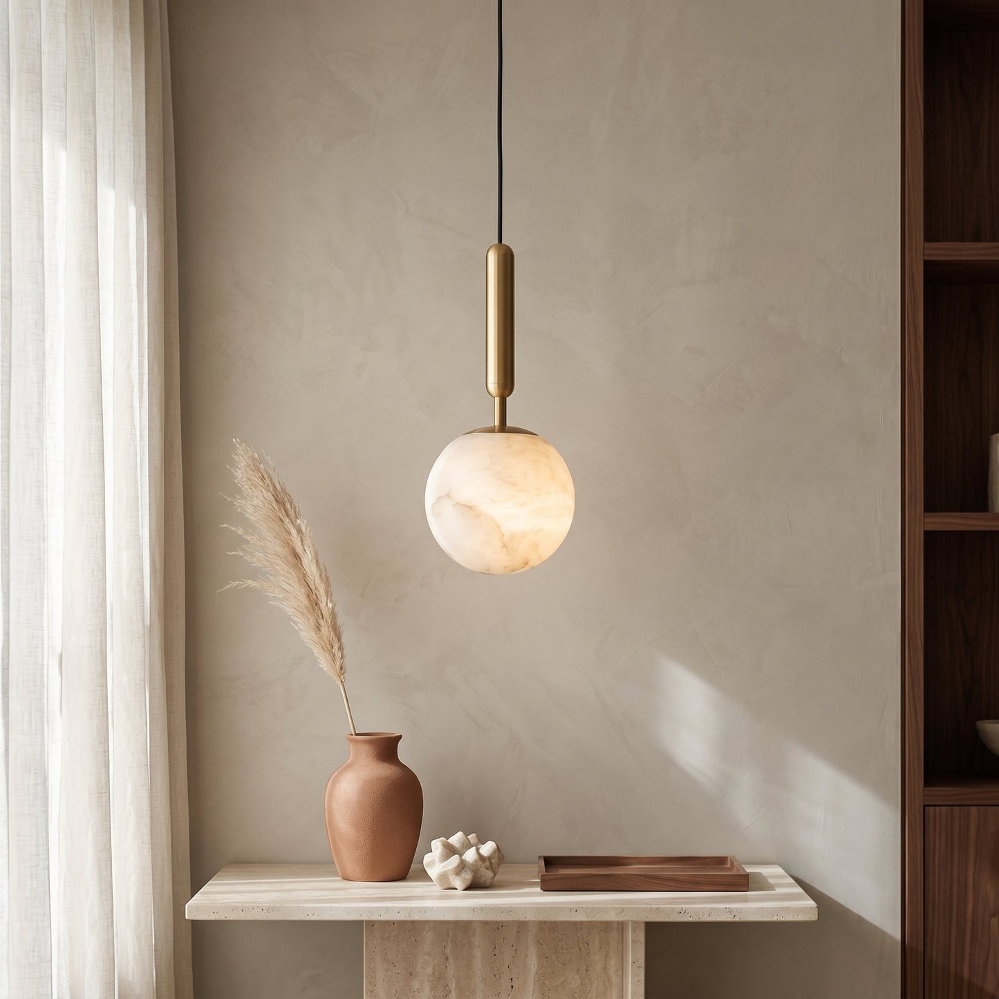 Lumen Collection | Brass Pendant Light with Architectural Dome Design | Adjustable Suspension for Versatile Illumination 0