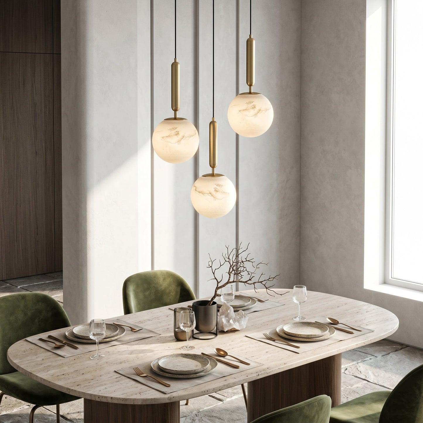 Lumen Collection | Brass Pendant Light with Architectural Dome Design | Adjustable Suspension for Versatile Illumination 6