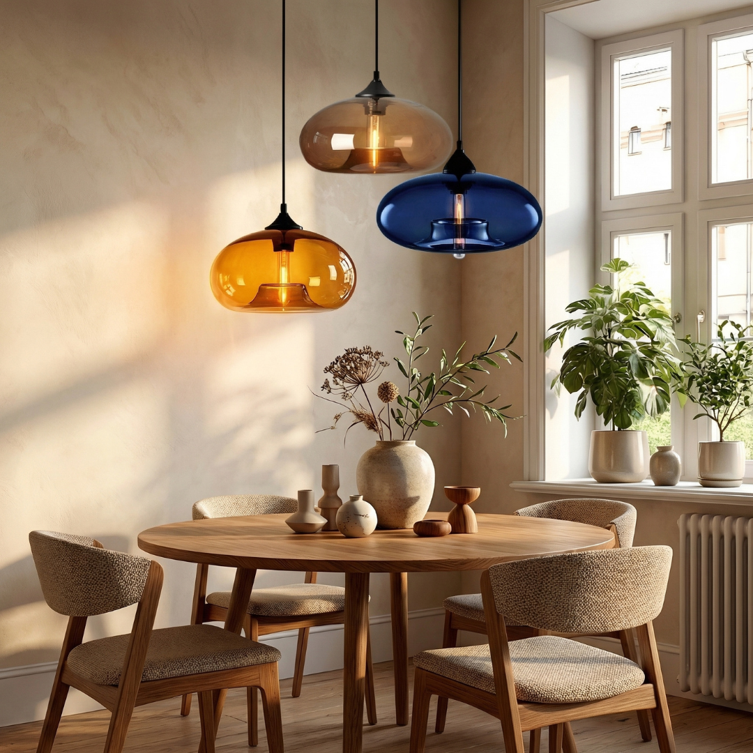 Lumen Collection | Glass Ball Pendant Light with Adjustable Height | Elegant Illumination for Modern Interiors 1