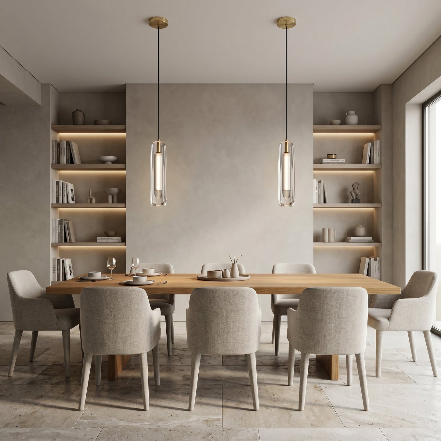 Lumen Collection | Glass Pendant Light with Brass Accents | Nordic Design for Soft Ambient Illumination 5