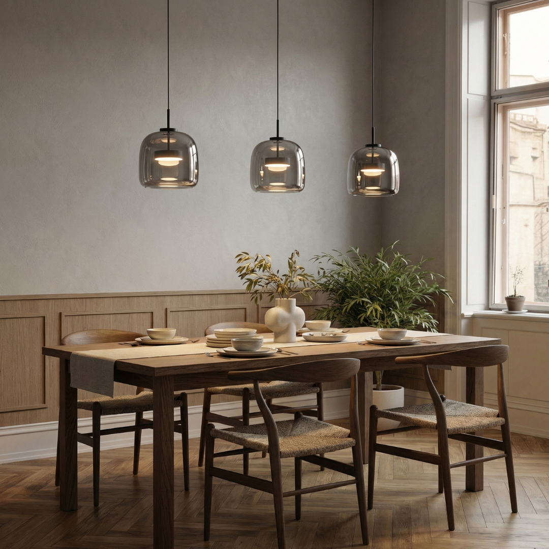 Lumen Collection | Glass Pendant Light with Elegant Dome Design | Modern Kitchen Lighting for Ambient Illumination 1