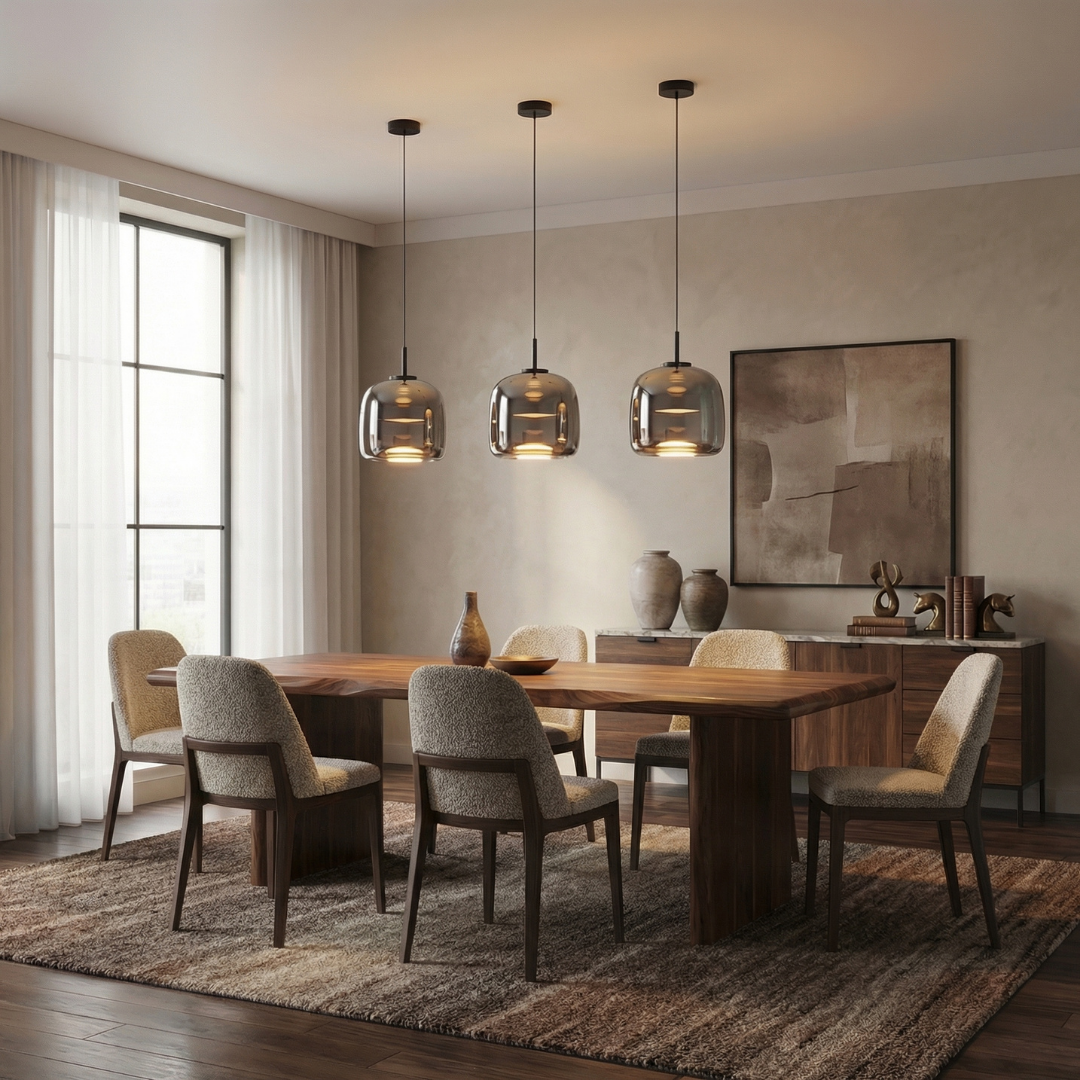 Lumen Collection | Glass Pendant Light with Elegant Dome Design | Modern Kitchen Lighting for Ambient Illumination 3