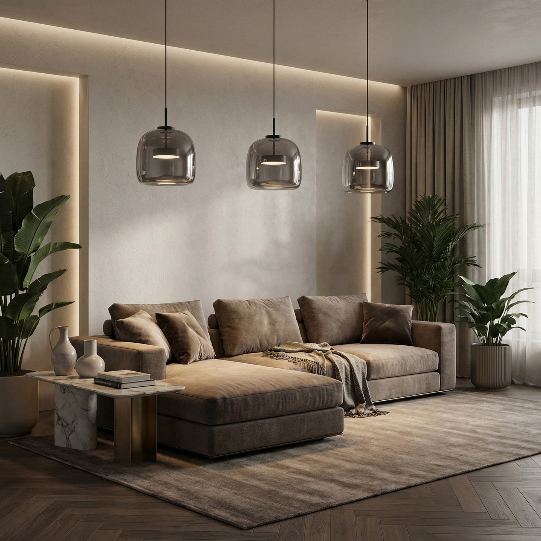 Lumen Collection | Glass Pendant Light with Elegant Dome Design | Modern Kitchen Lighting for Ambient Illumination 5