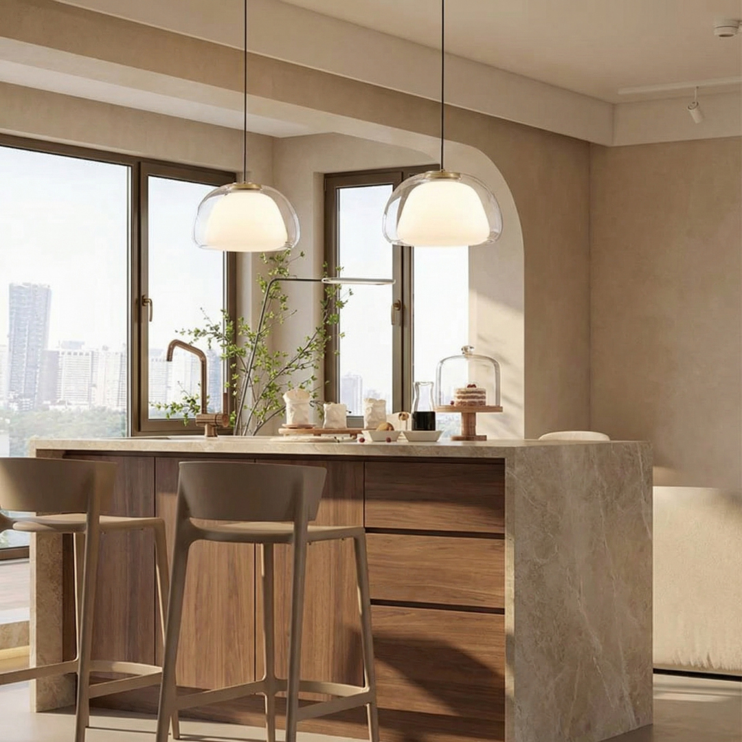 Lumen Collection | Glass Pendant Light with Translucent Shade | Modern Design for Warm Ambient Lighting 4