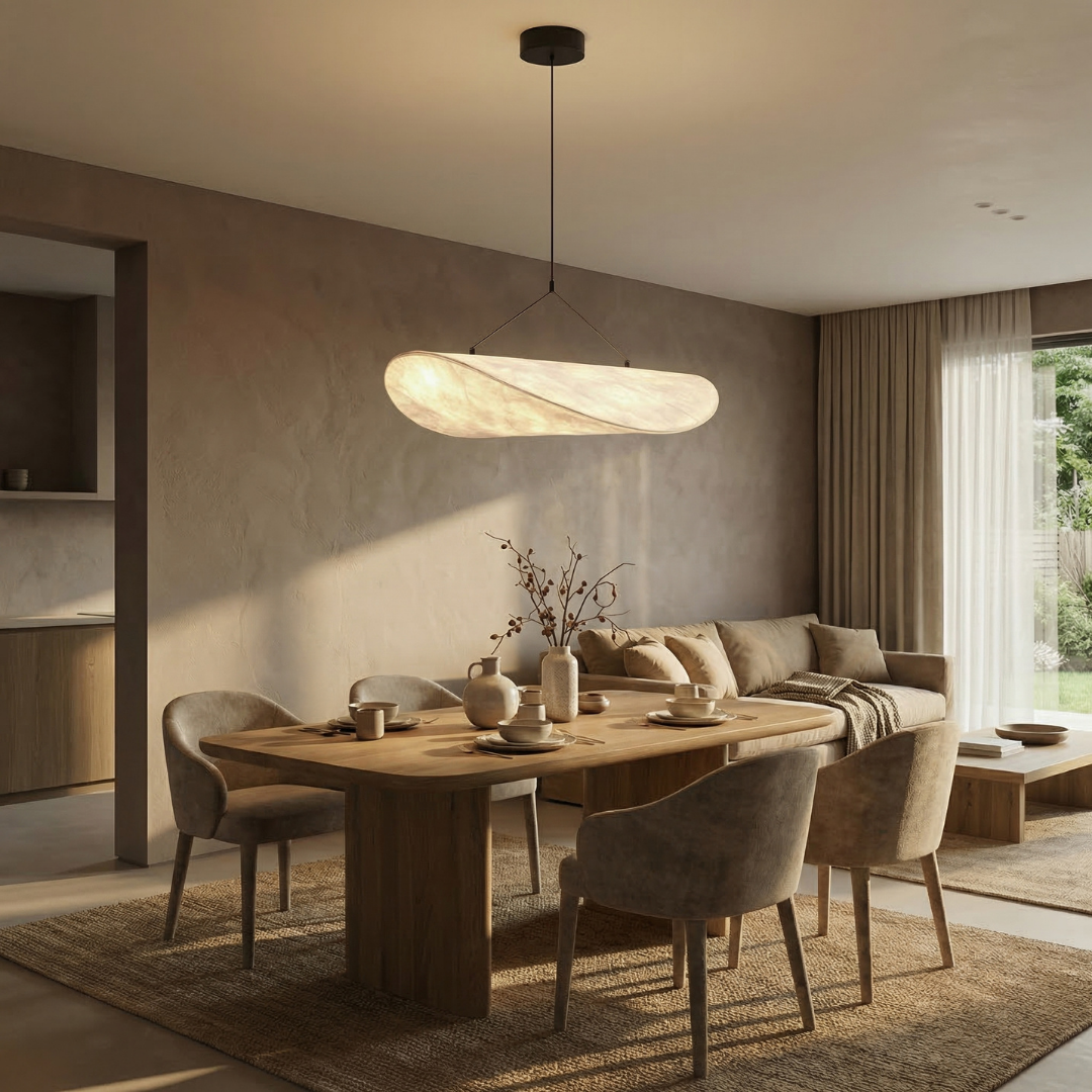 Lumen Collection | Japandi Silk Pendant Light with Soft Glow | Minimalist Design for Calm Interiors 1