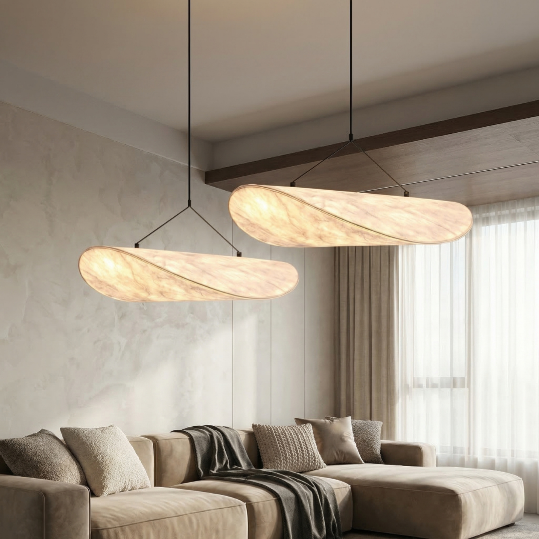 Lumen Collection | Japandi Silk Pendant Light with Soft Glow | Minimalist Design for Calm Interiors 2