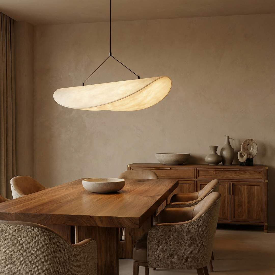Lumen Collection | Japandi Silk Pendant Light with Soft Glow | Minimalist Design for Calm Interiors 7