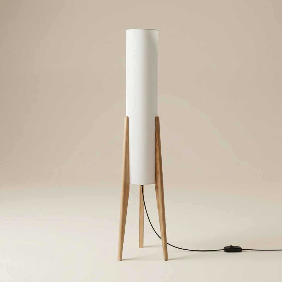Lumen Collection | Modern Floor Lamp with Dimmable Function | Walnut Design for Cozy Living Room Ambiance 0