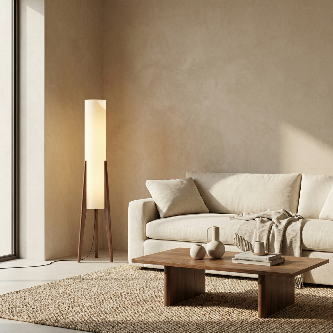 Lumen Collection | Modern Floor Lamp with Dimmable Function | Walnut Design for Cozy Living Room Ambiance 2