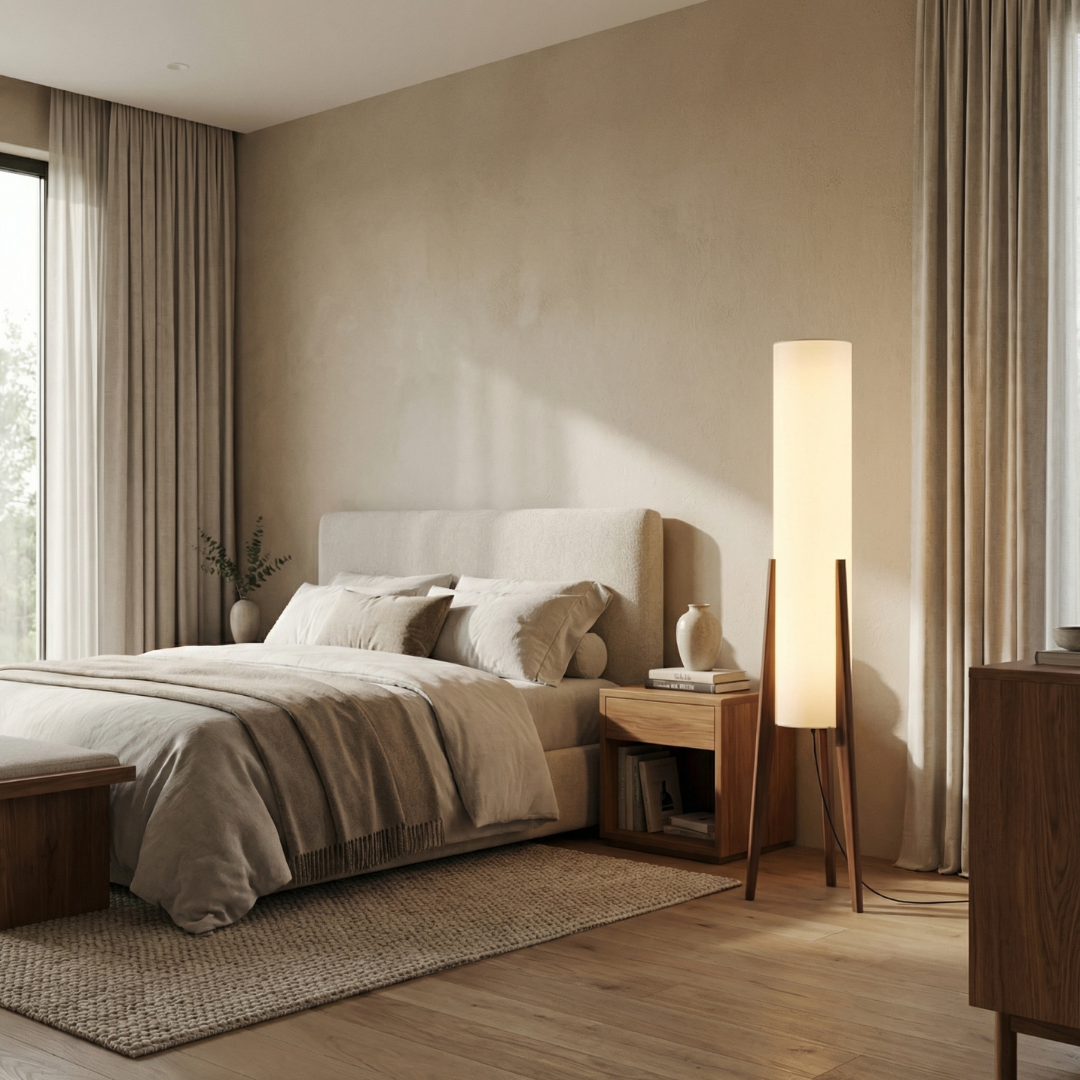 Lumen Collection | Modern Floor Lamp with Dimmable Function | Walnut Design for Cozy Living Room Ambiance 3