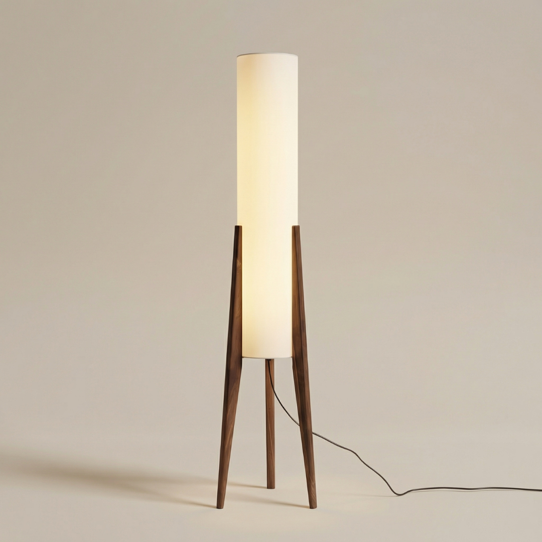 Lumen Collection | Modern Floor Lamp with Dimmable Function | Walnut Design for Cozy Living Room Ambiance 4