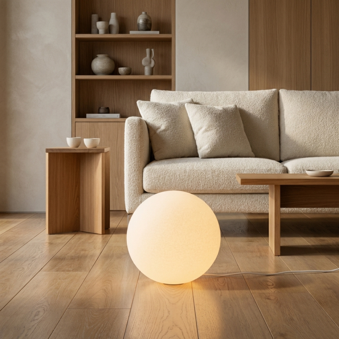 Lumen Collection | Modern Floor Lamp with Globe Shade & Soft Ambient Light | Stylish Addition for Living Rooms 1