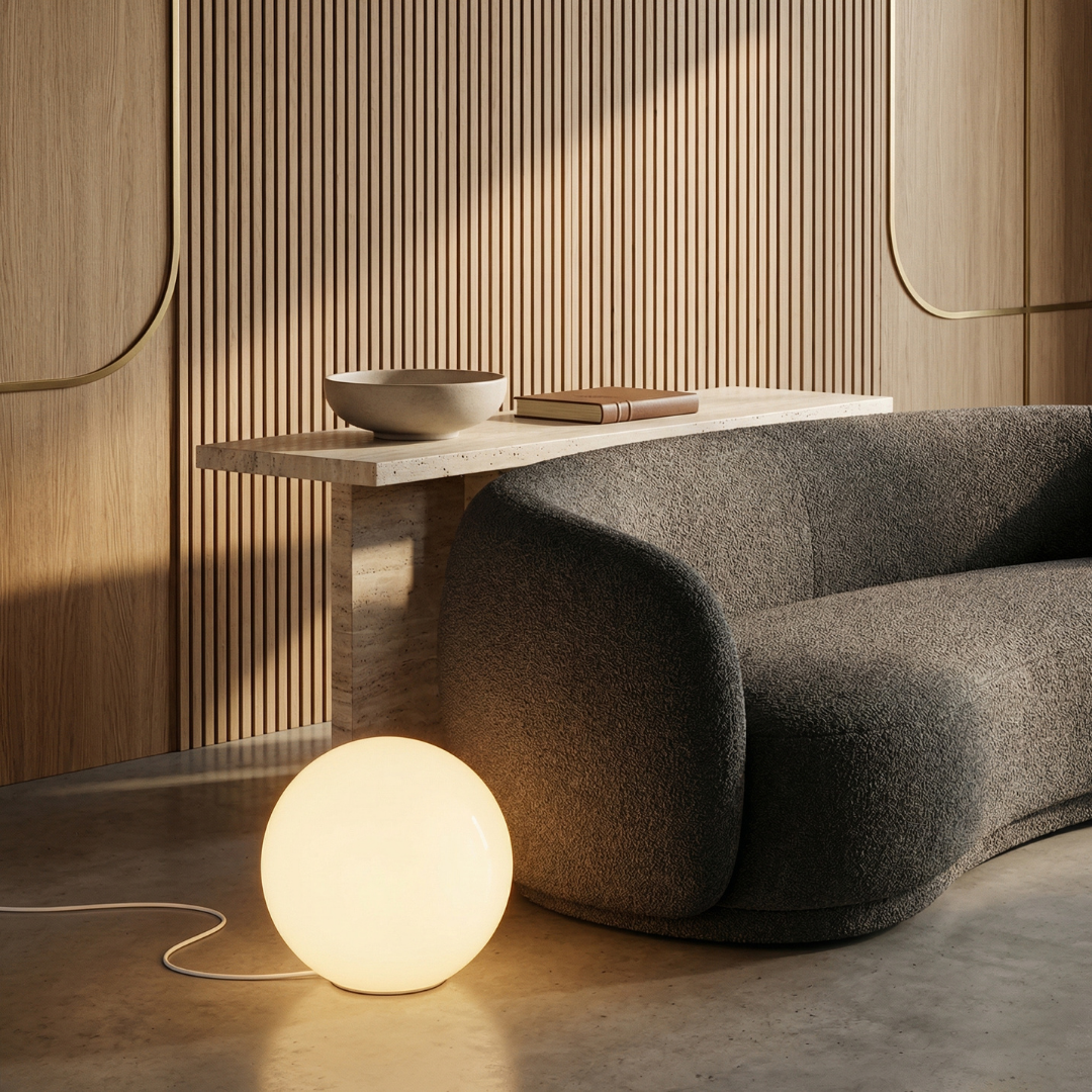 Lumen Collection | Modern Floor Lamp with Globe Shade & Soft Ambient Light | Stylish Addition for Living Rooms 2