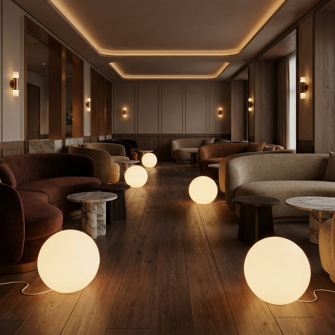Lumen Collection | Modern Floor Lamp with Globe Shade & Soft Ambient Light | Stylish Addition for Living Rooms 3