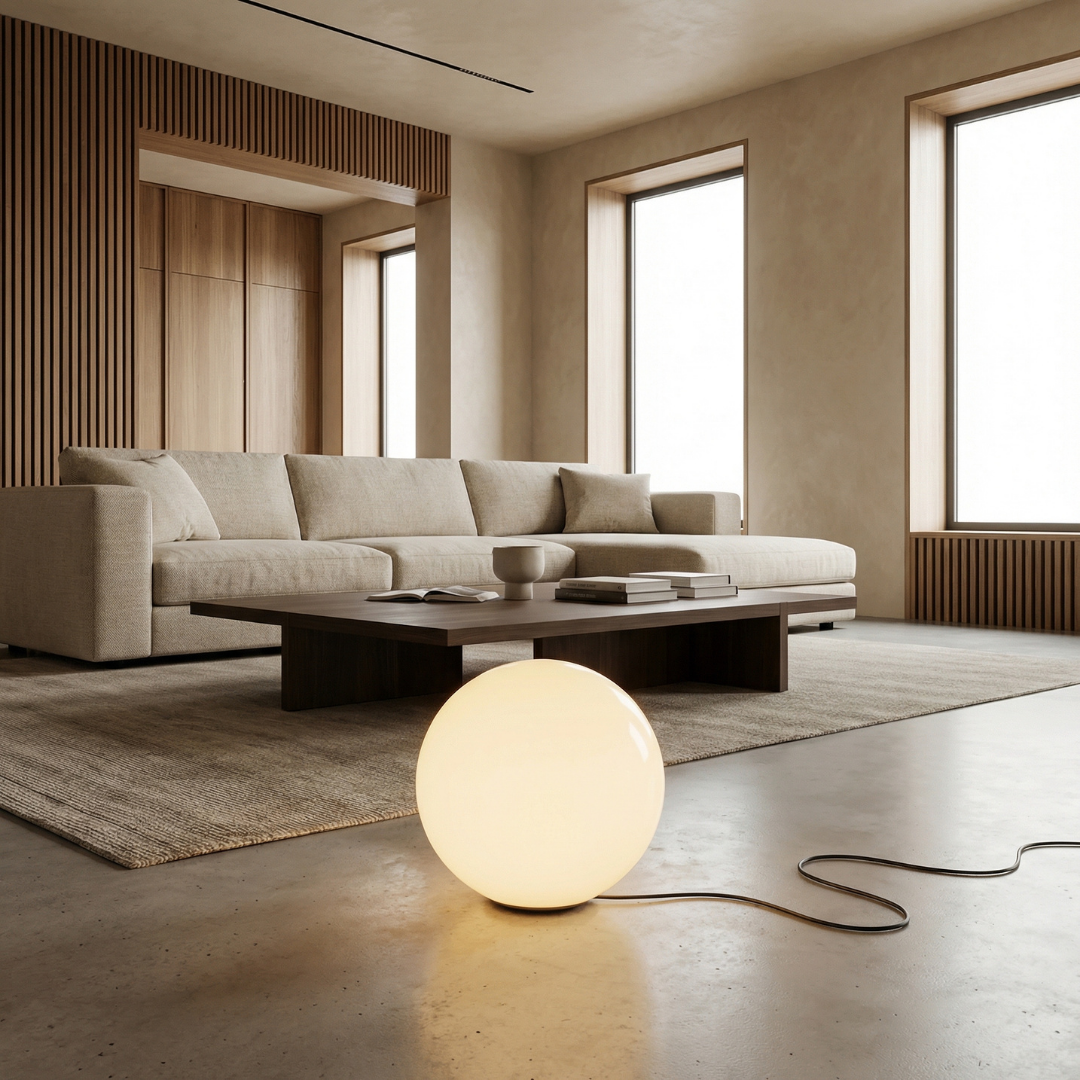 Lumen Collection | Modern Floor Lamp with Globe Shade & Soft Ambient Light | Stylish Addition for Living Rooms 4