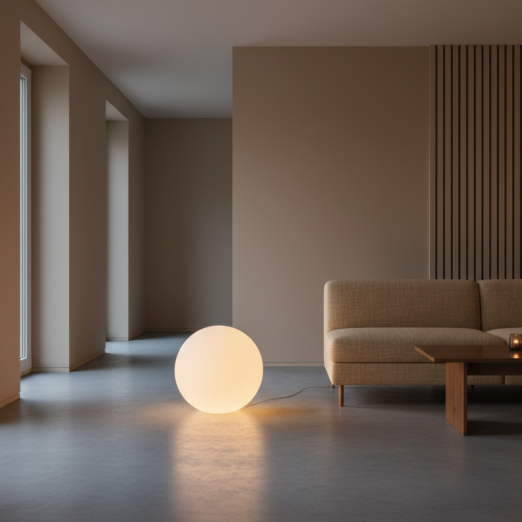 Lumen Collection | Modern Floor Lamp with Globe Shade & Soft Ambient Light | Stylish Addition for Living Rooms 8