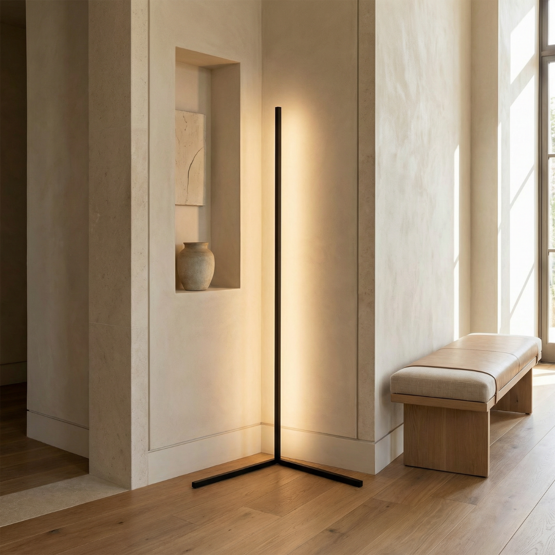 Lumen Collection | Modern Floor Lamp with Integrated LED & Slim Design | Space-Saving Standing Lamp for Living Room 1