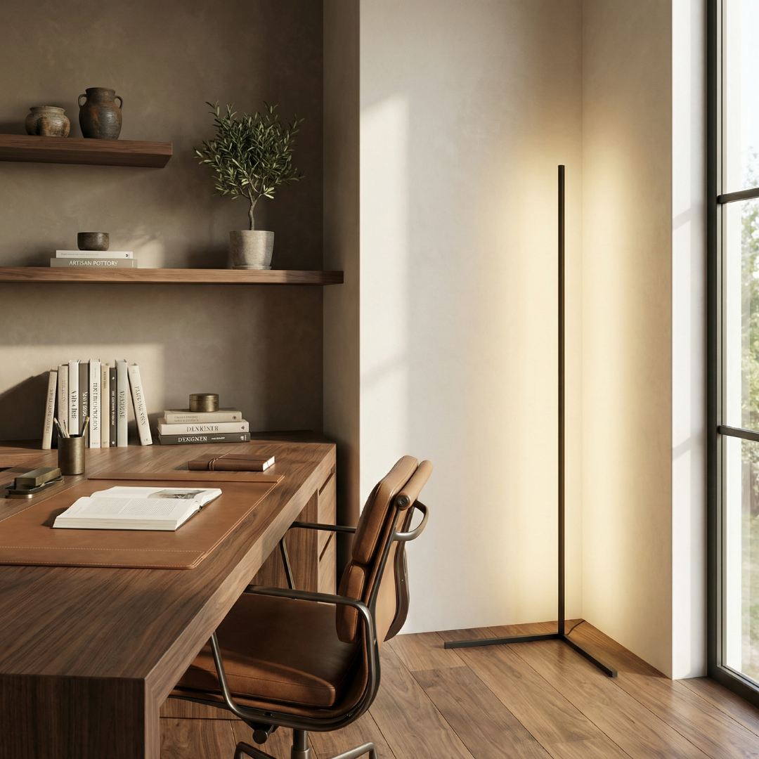 Lumen Collection | Modern Floor Lamp with Integrated LED & Slim Design | Space-Saving Standing Lamp for Living Room 2