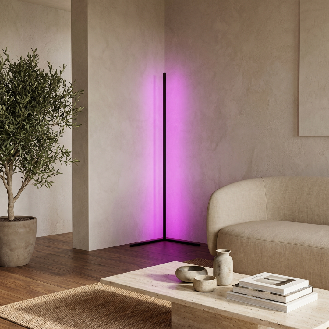 Lumen Collection | Modern Floor Lamp with Integrated LED & Slim Design | Space-Saving Standing Lamp for Living Room 4