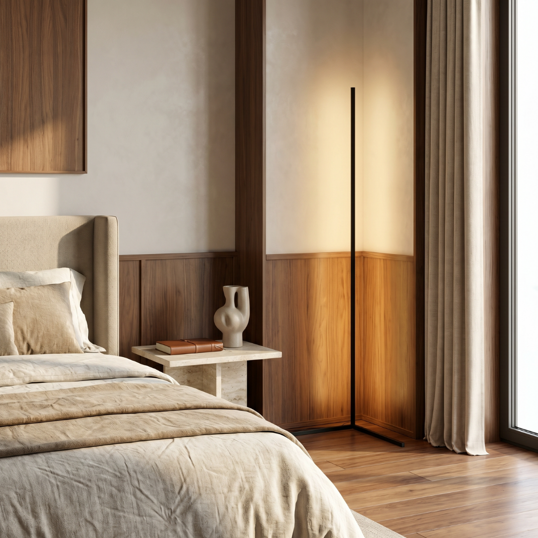Lumen Collection | Modern Floor Lamp with Integrated LED & Slim Design | Space-Saving Standing Lamp for Living Room 5