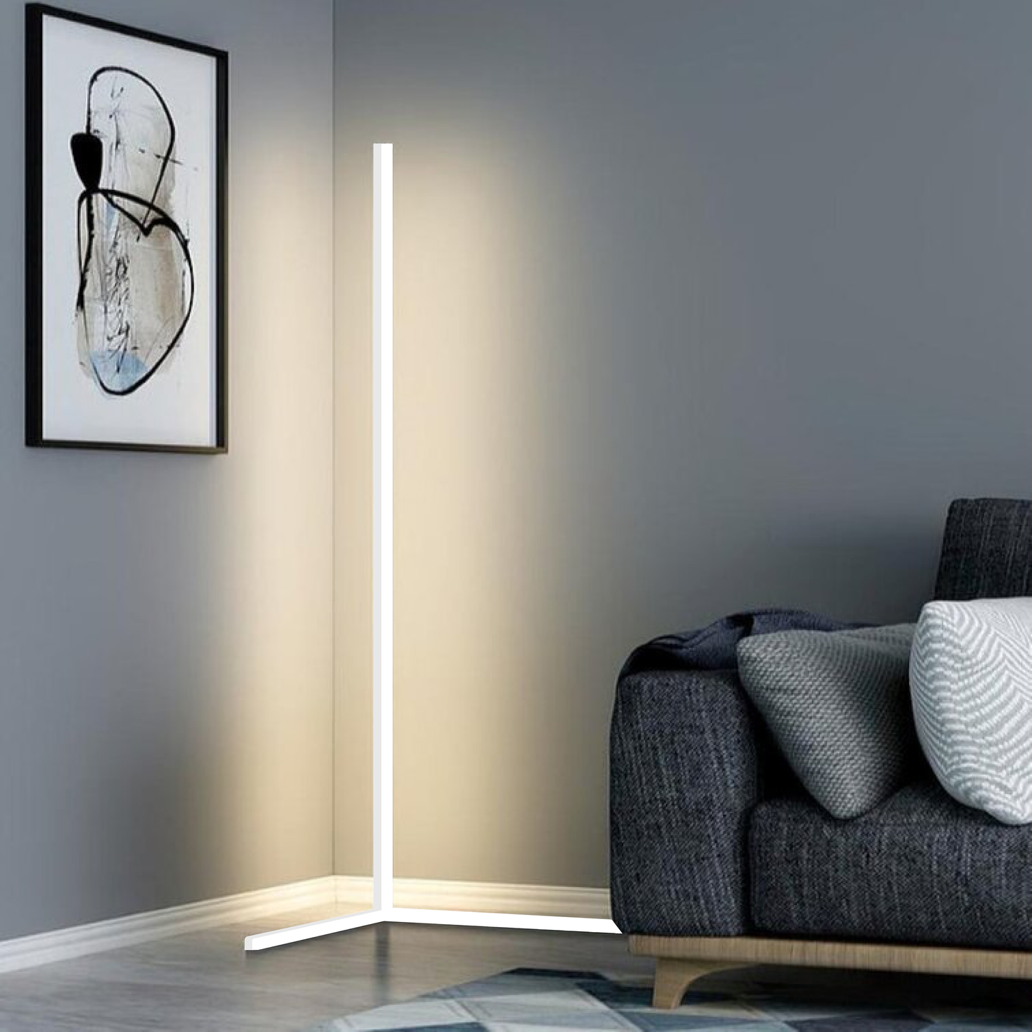 Lumen Collection | Modern Floor Lamp with Integrated LED & Slim Design | Space-Saving Standing Lamp for Living Room 9