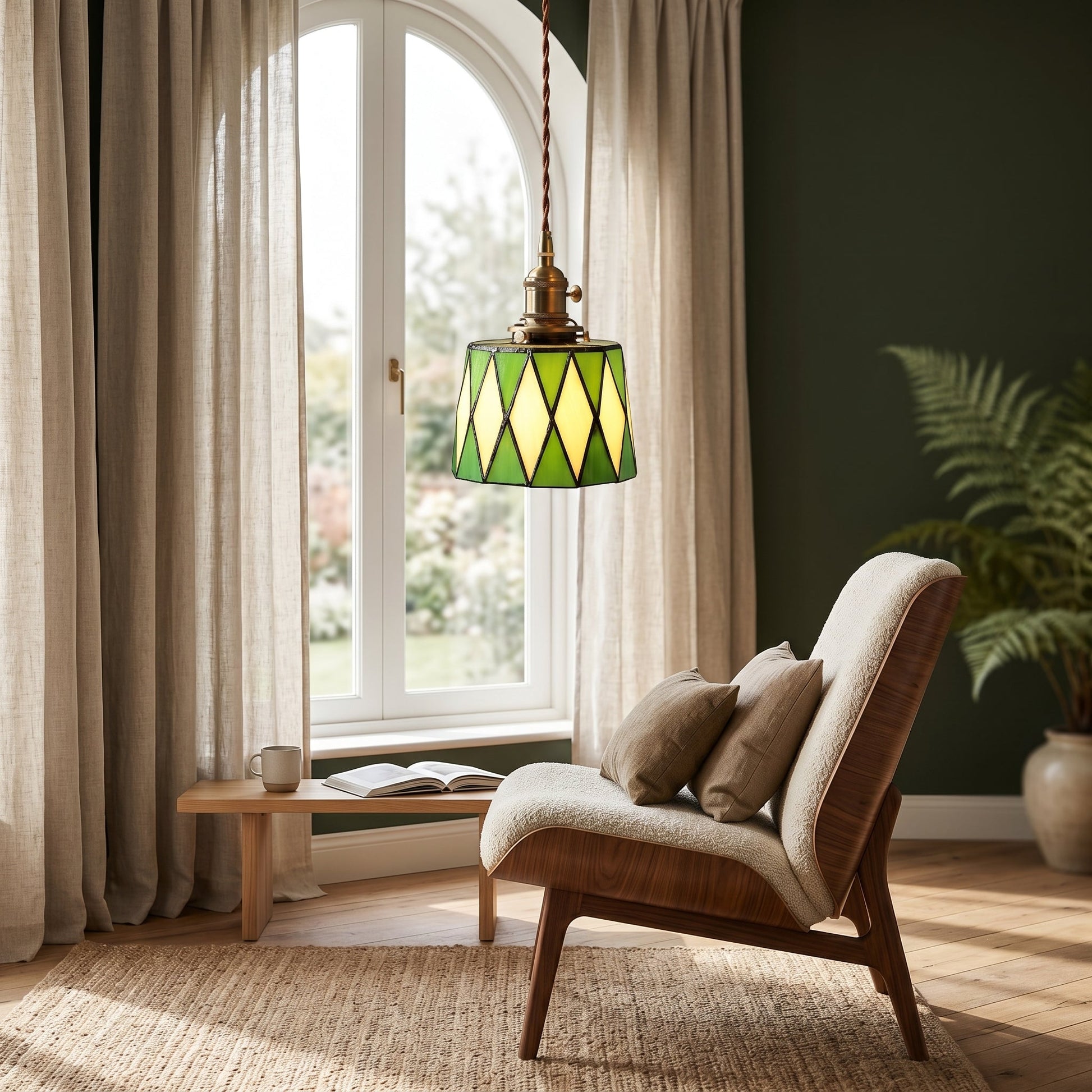 Lumen Collection | Stained Glass Pendant Light with Geometric Design | Warm Ambient Glow for Cozy Spaces 4