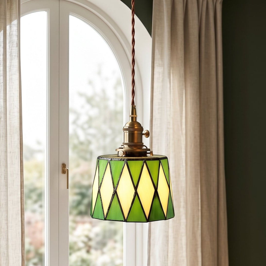 Lumen Collection | Stained Glass Pendant Light with Geometric Design | Warm Ambient Glow for Cozy Spaces 5