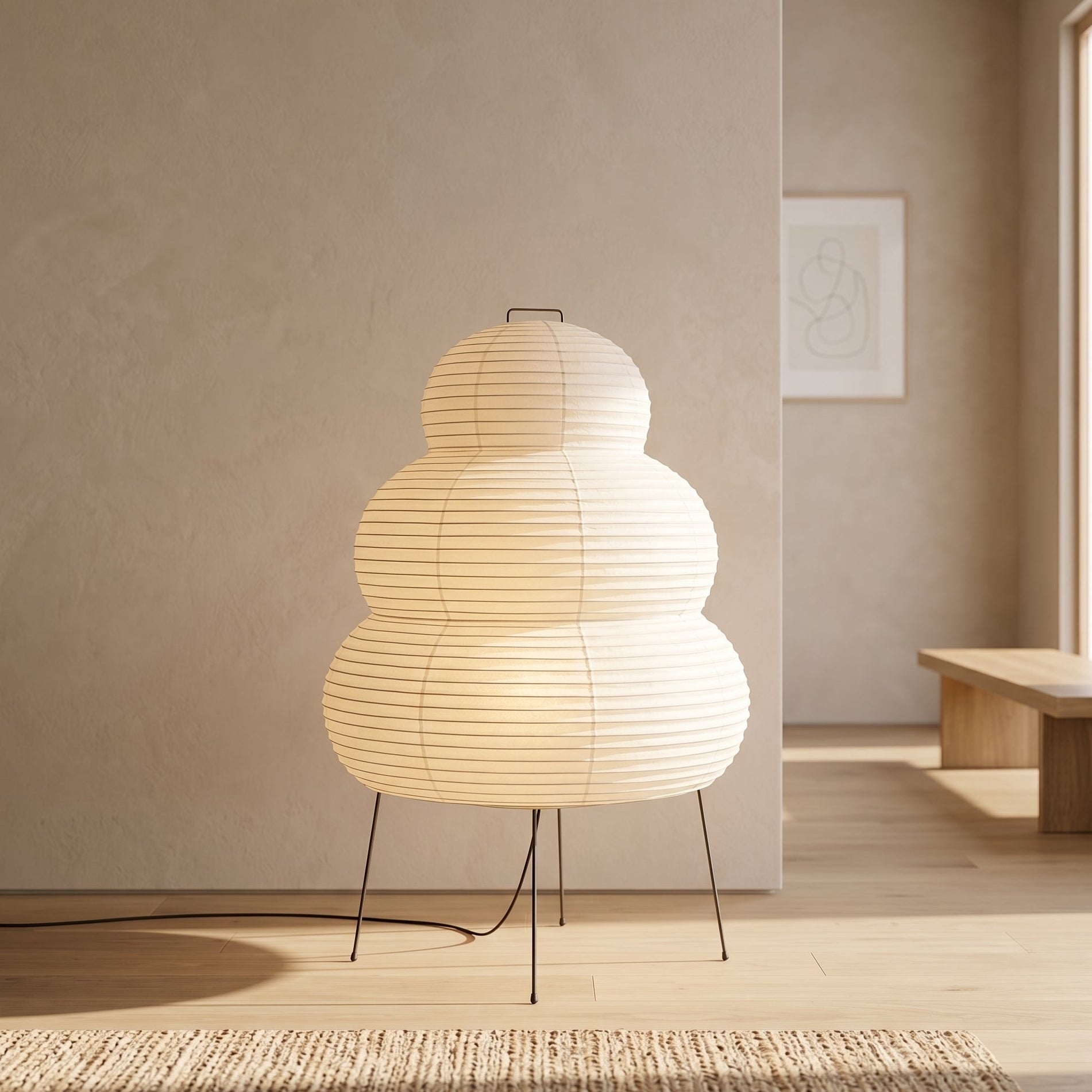 Lumen Collection | Table Lamp with Rice Paper Shade & Soft Glow | Minimalist Design for Relaxed Ambiance 0