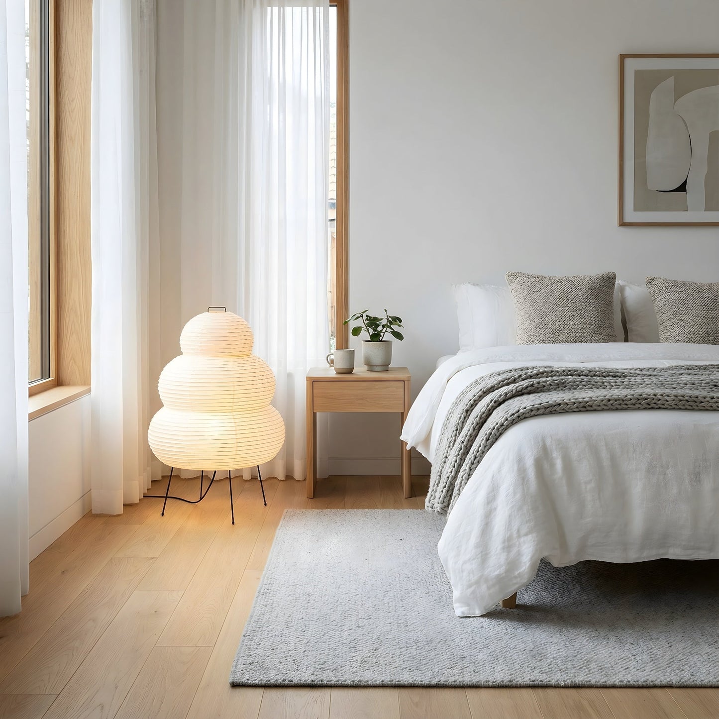 Lumen Collection | Table Lamp with Rice Paper Shade & Soft Glow | Minimalist Design for Relaxed Ambiance 6