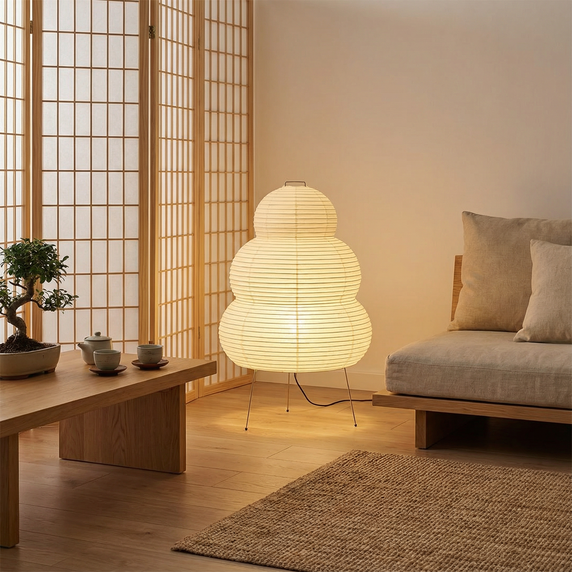 Lumen Collection | Table Lamp with Rice Paper Shade & Soft Glow | Minimalist Design for Relaxed Ambiance 7