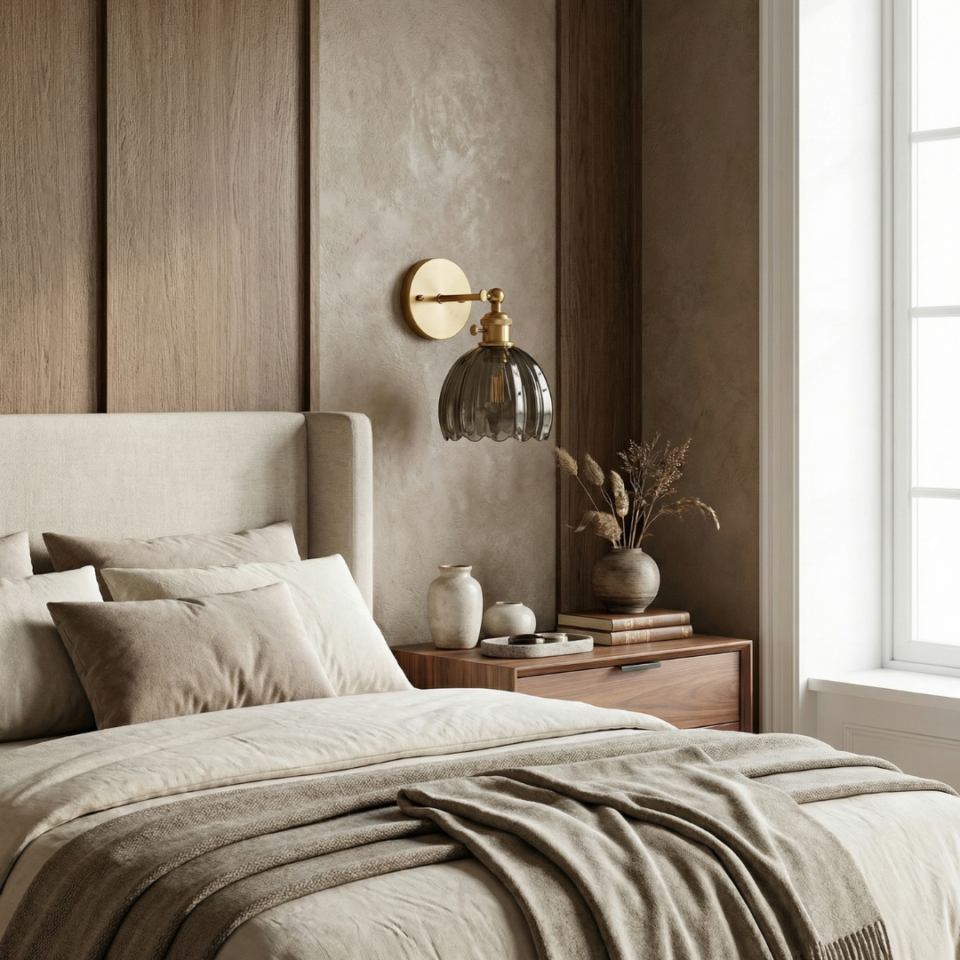Lumen Collection | Wall Lamp with Tulip Glass Shade & Adjustable Head | Elegant Wall Light for Cozy Ambiance 5