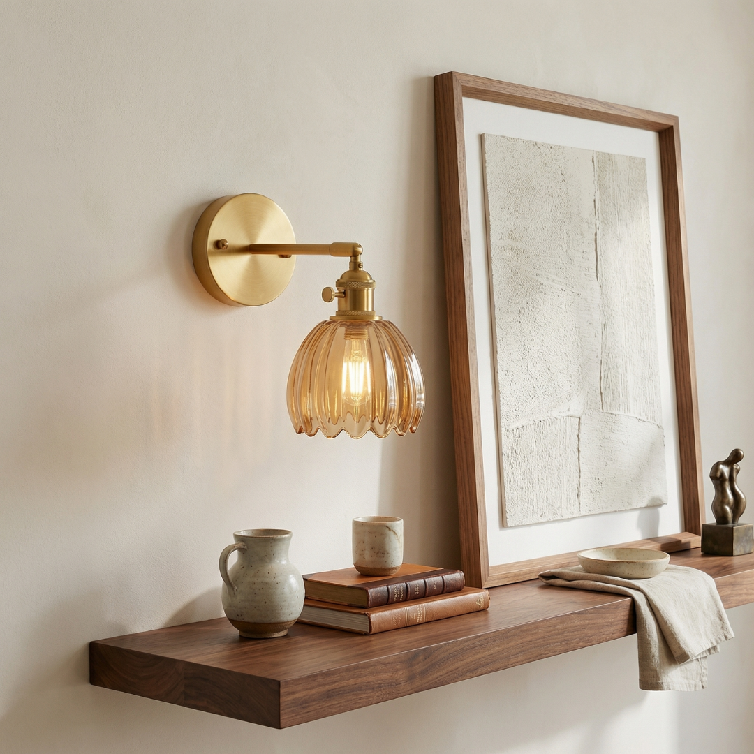 Lumen Collection | Wall Lamp with Tulip Glass Shade & Adjustable Head | Elegant Wall Light for Cozy Ambiance 7