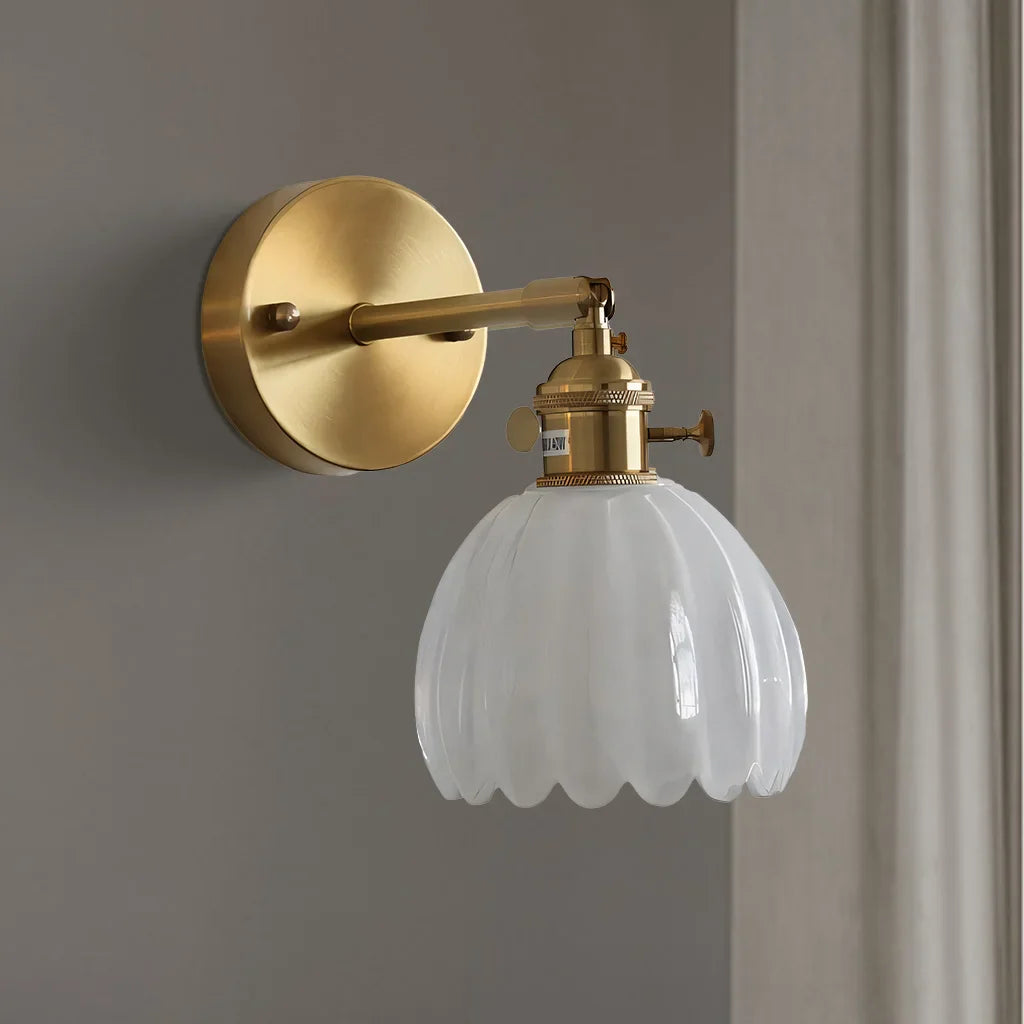 Lumen Collection | Wall Lamp with Tulip Glass Shade & Adjustable Head | Elegant Wall Light for Cozy Ambiance 9