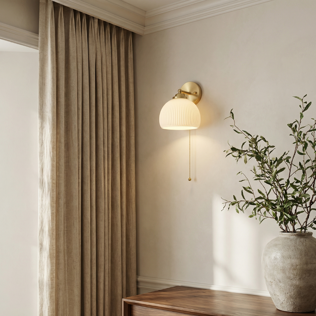 Lumen Collection | Wall Sconce Lighting with Elegant Milk Glass Shade | Cozy Illumination for Modern Interiors 4