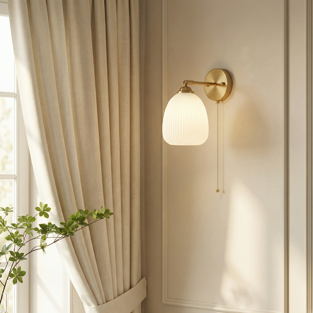 Lumen Collection | Wall Sconce Lighting with Elegant Milk Glass Shade | Cozy Illumination for Modern Interiors 6