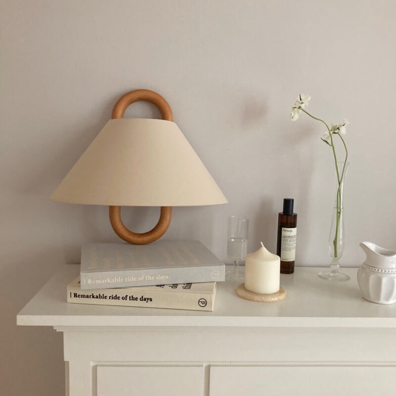 Lumen Collection | Wooden Wall Sconce Light with Fabric Shade | Soft Ambient Wall Lamp for Cozy Spaces 12