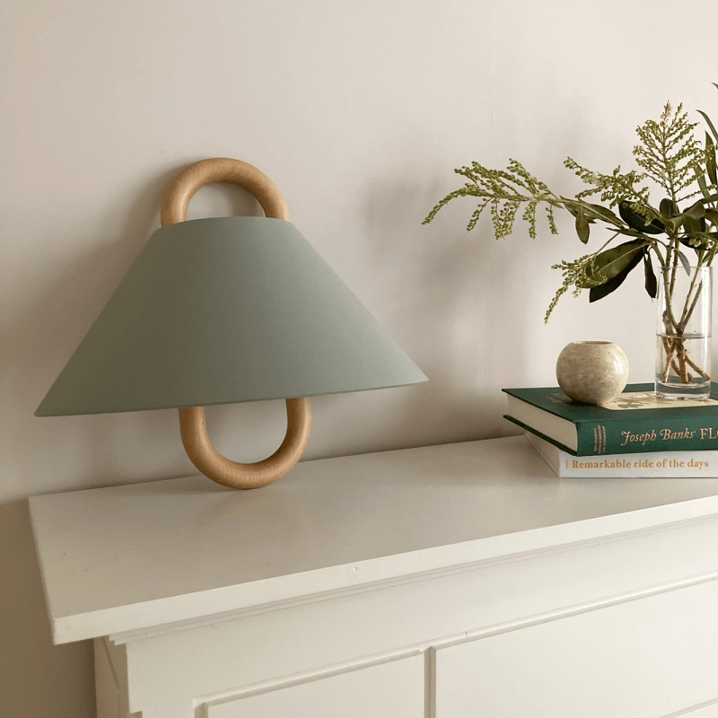 Lumen Collection | Wooden Wall Sconce Light with Fabric Shade | Soft Ambient Wall Lamp for Cozy Spaces 9