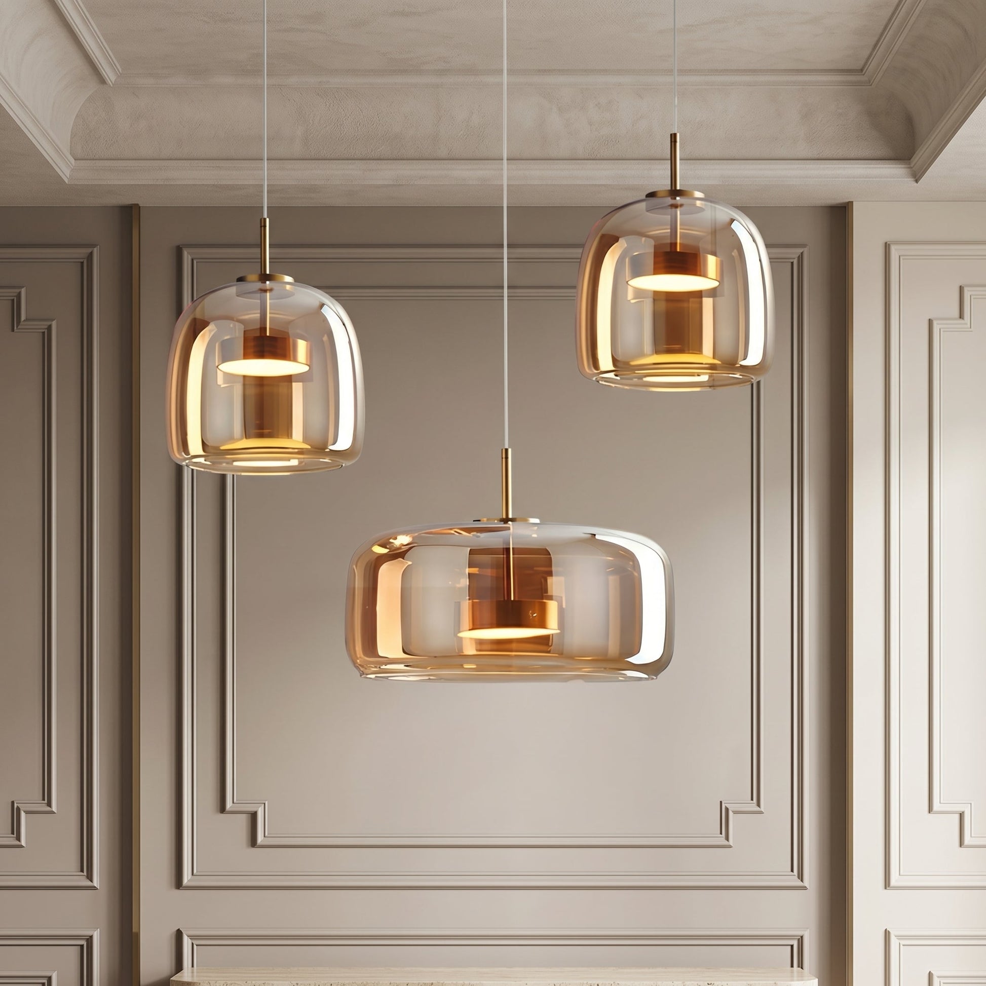Lumen Hailie Trio | Glass Pendant Light with Adjustable Hanging Length | Retro Design for Warm Illumination 1