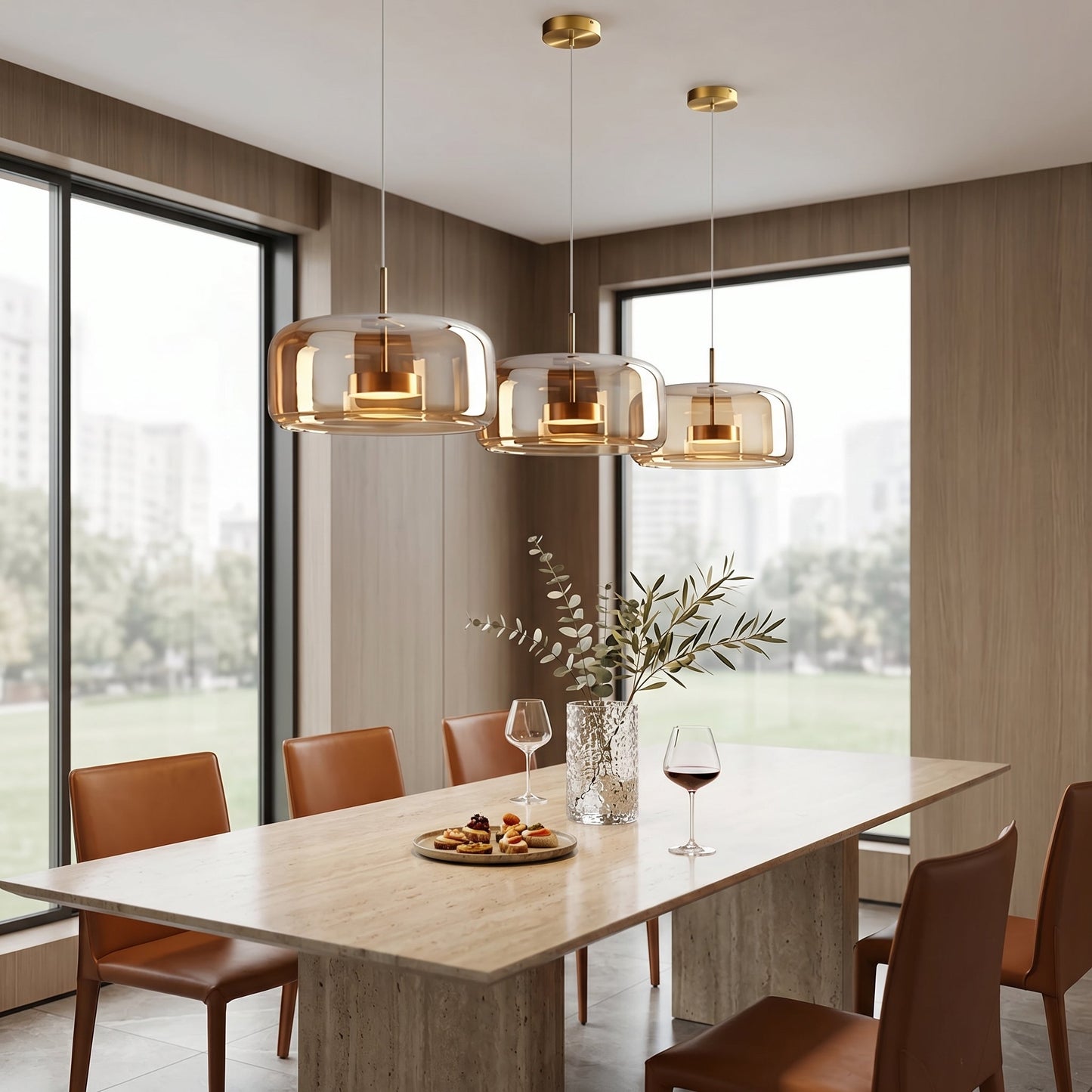 Lumen Hailie Trio | Glass Pendant Light with Adjustable Hanging Length | Retro Design for Warm Illumination 3