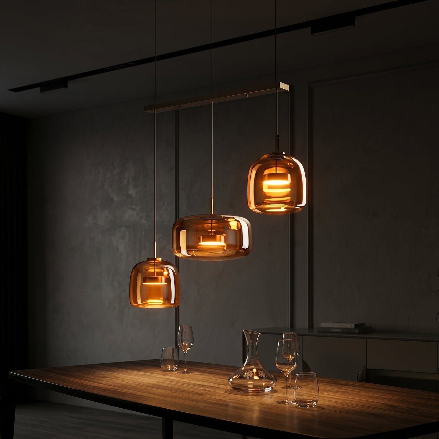 Lumen Hailie Trio | Glass Pendant Light with Adjustable Hanging Length | Retro Design for Warm Illumination 4
