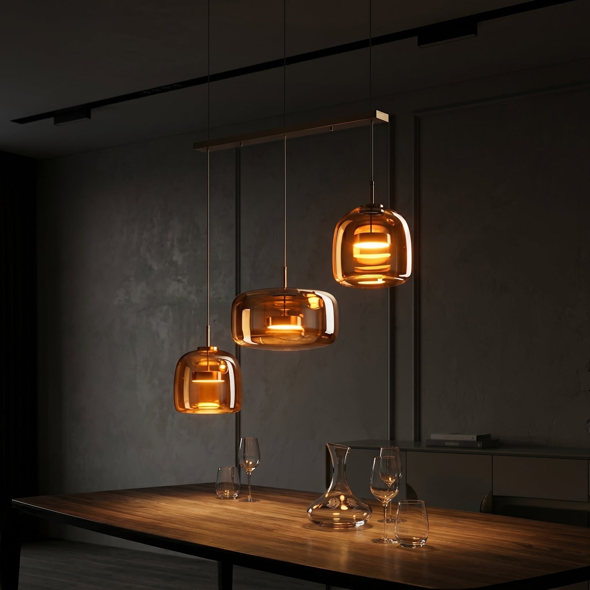 Lumen Hailie Trio | Glass Pendant Light with Adjustable Hanging Length | Retro Design for Warm Illumination 4