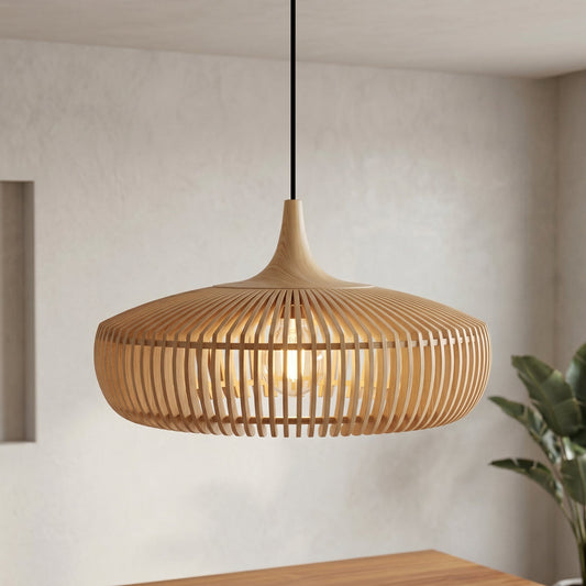 Lumen Hinori | Japandi Wood Pendant Light with Adjustable Cord | Elegant Design for Cozy Kitchen Pendant Lighting 0