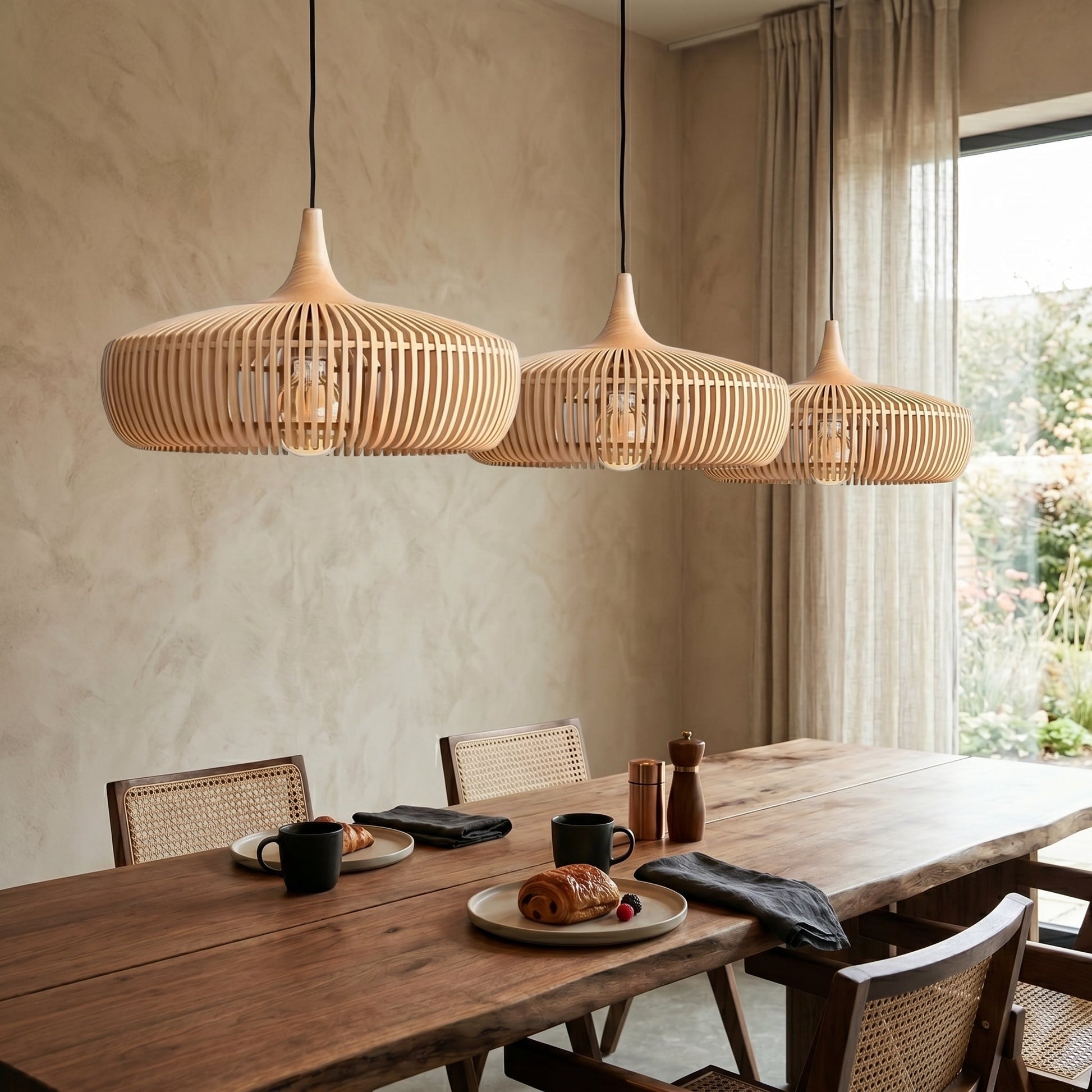 Lumen Hinori | Japandi Wood Pendant Light with Adjustable Cord | Elegant Design for Cozy Kitchen Pendant Lighting 4