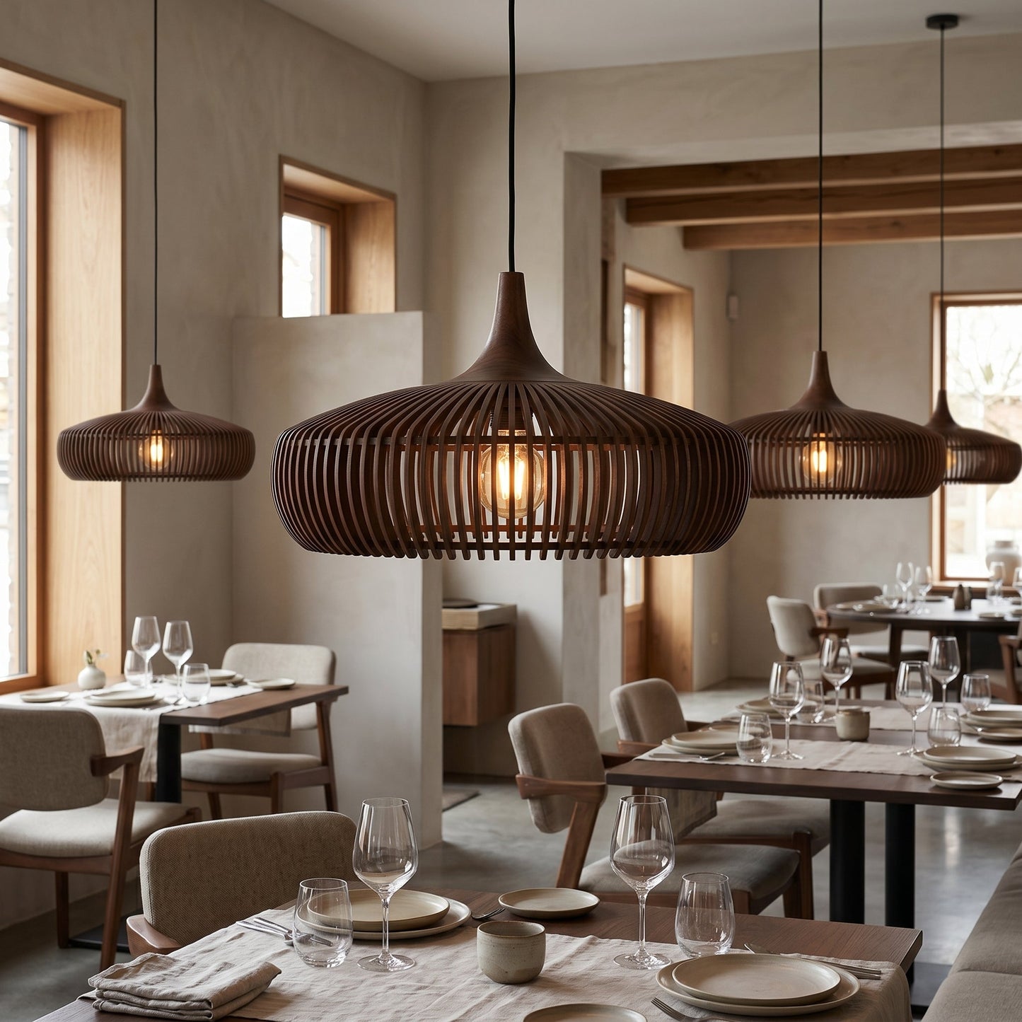 Lumen Hinori | Japandi Wood Pendant Light with Adjustable Cord | Elegant Design for Cozy Kitchen Pendant Lighting 5