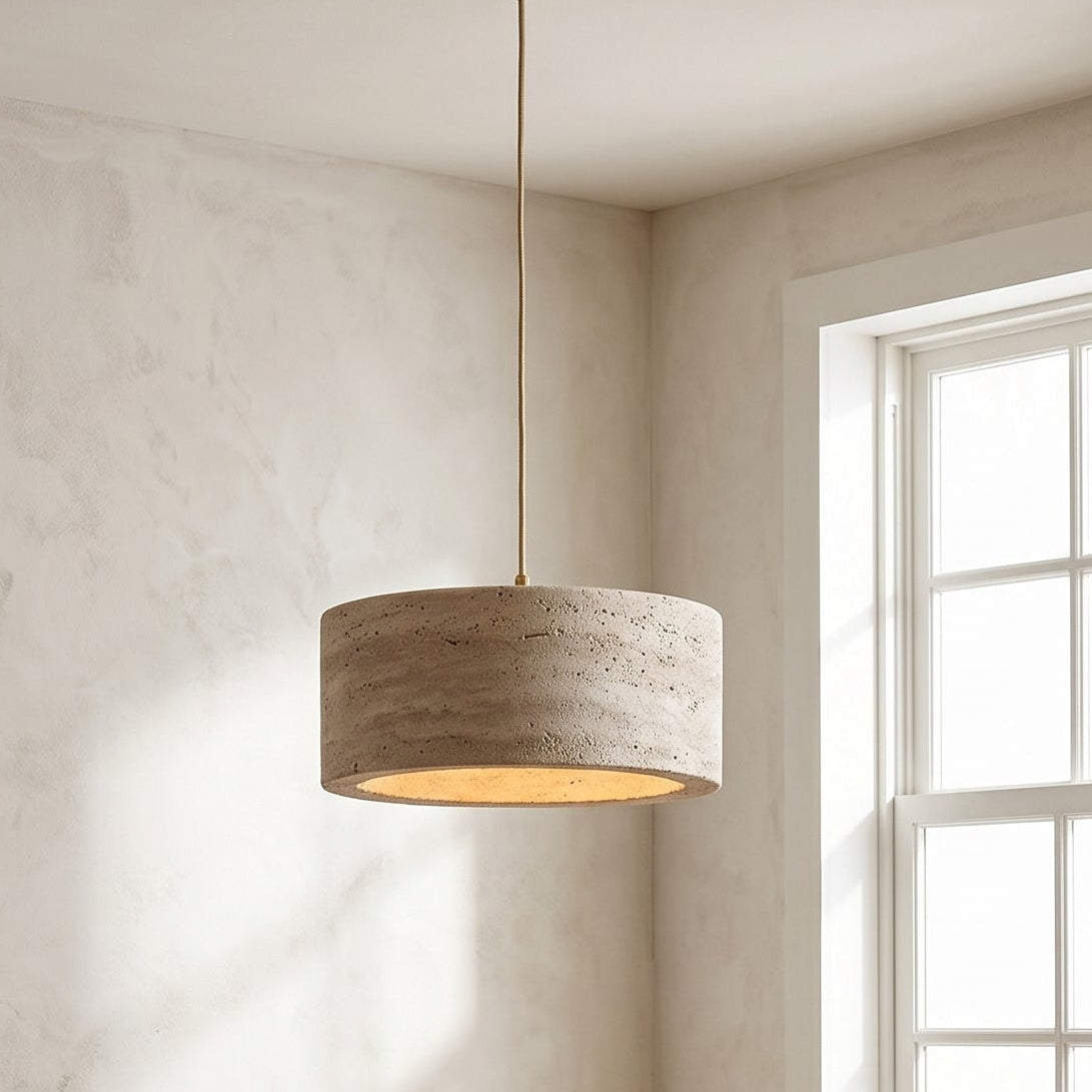 Lumen Kairi | Circular Pendant Light with Adjustable Height & Natural Stone Design | Modern Kitchen Pendant Lighting for Ambient Glow 0